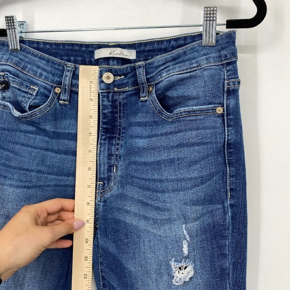 KanCan Skinny Ankle Jeans Women's Size 28 Mid Rise Stretch Distressed Denim Blue - Picture 9 of 11